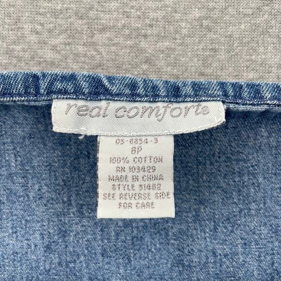 y2k 90s Vintage Denim Halter Midi Dress Size 8P Blue Button-Up Sleeveless Collar - Picture 5 of 15